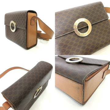 Celine Shoulder Bag Brown Pochette Macadam Circle Square Ladies PVC x Leather