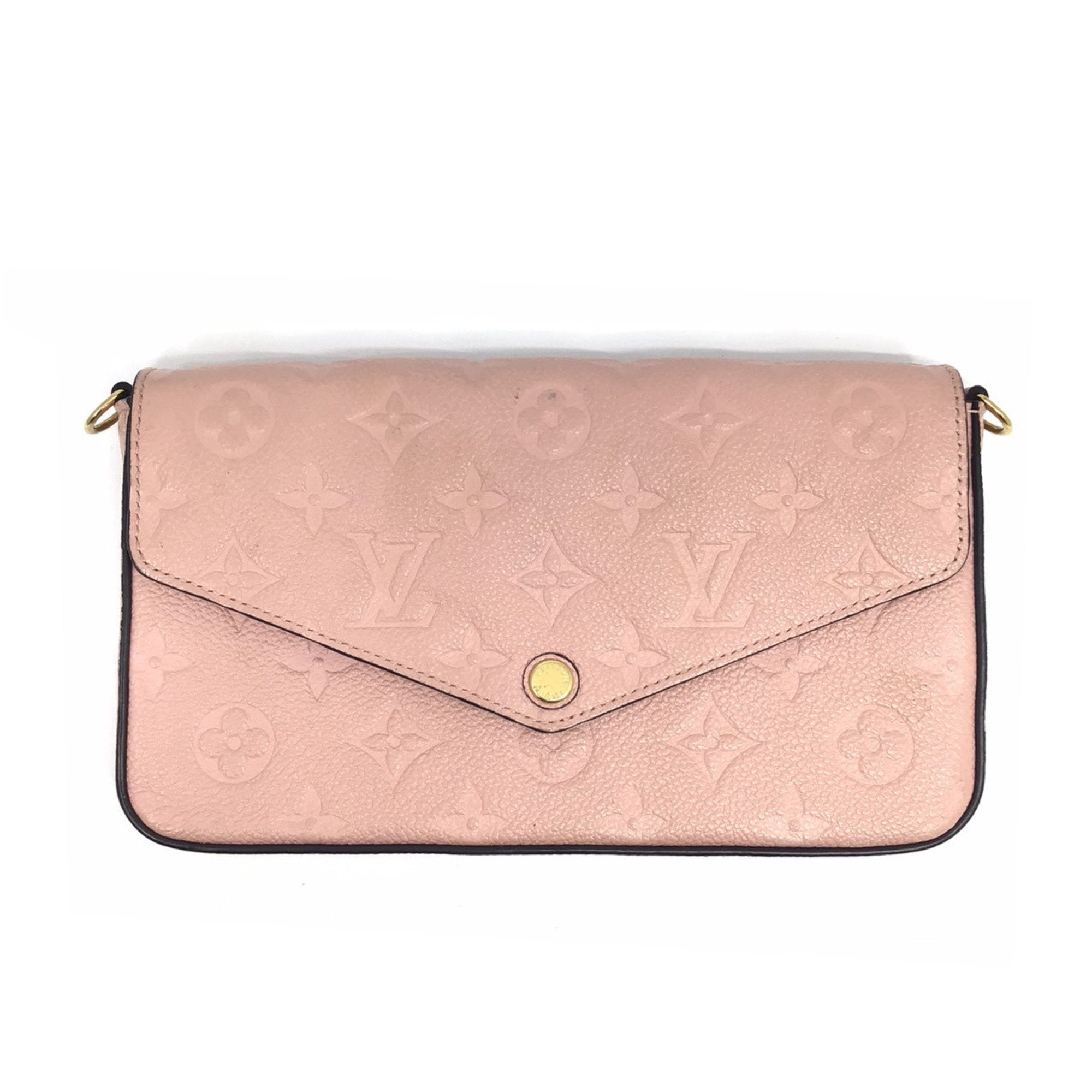 LOUIS VUITTON Monogram Implant Pochette Felicie M67856 Chain Wallet Bag Pink G Hardware Gold Rose Ballerine Women's