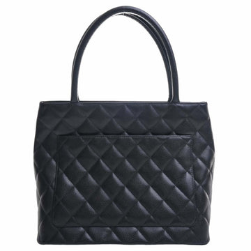 Chanel Caviar Skin Coco Mark Reprint Tote Bag Black Ladies