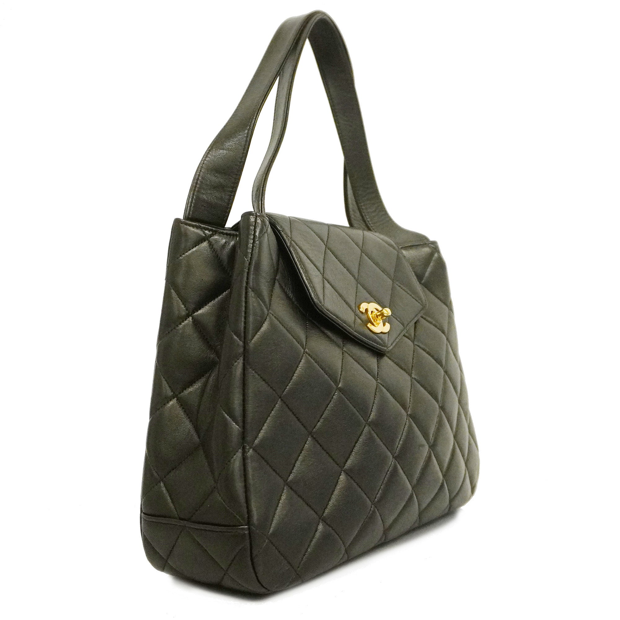 ChanelAuth  Matelasse Lambskin Women's Leather HandBag Black