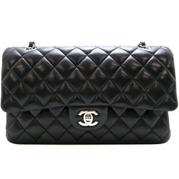 Chanel Seal Matelasse Chain Shoulder 25 Women's Bag AO1112 Lambskin Black