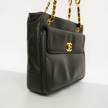 CHANEL   Chain Shoulder Women's Leather Shoulder Bag Black