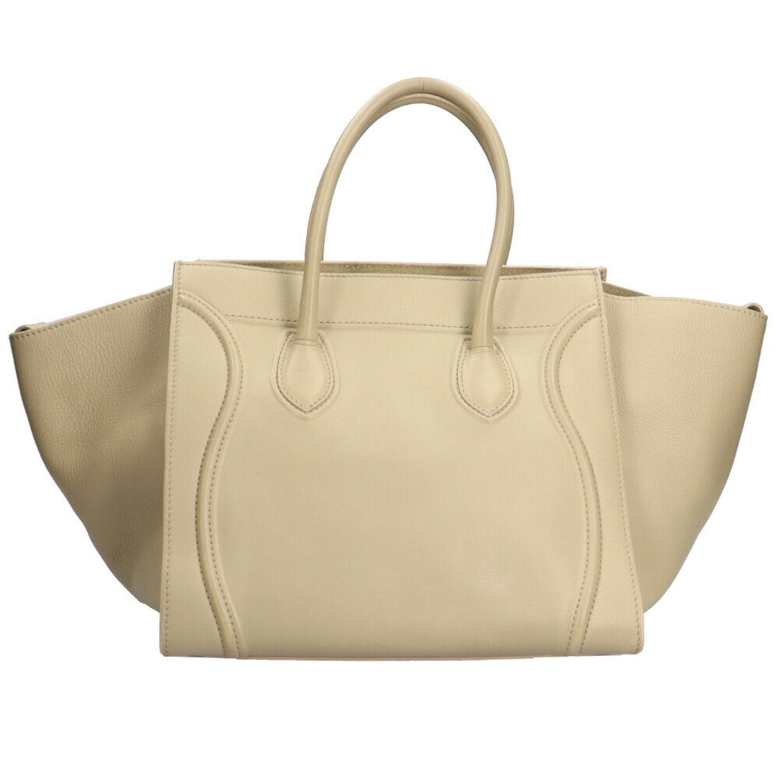 Celine Luggage Phantom Handbag Leather Beige Ladies