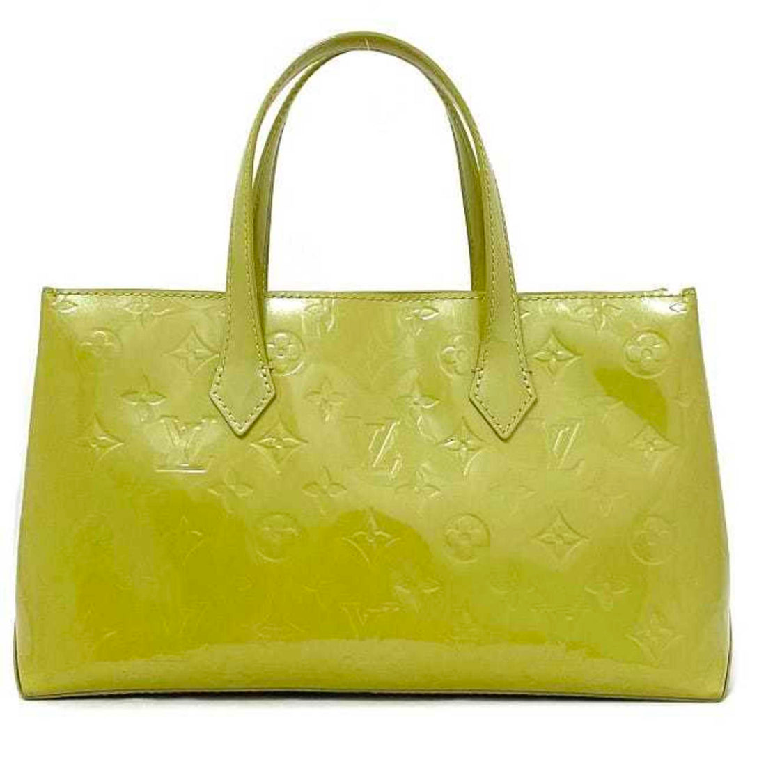 LOUIS VUITTON Handbag Wilshire PM Yellow Green Monogram Vernis M91643 Patent Leather M049  Embossed Enamel LV