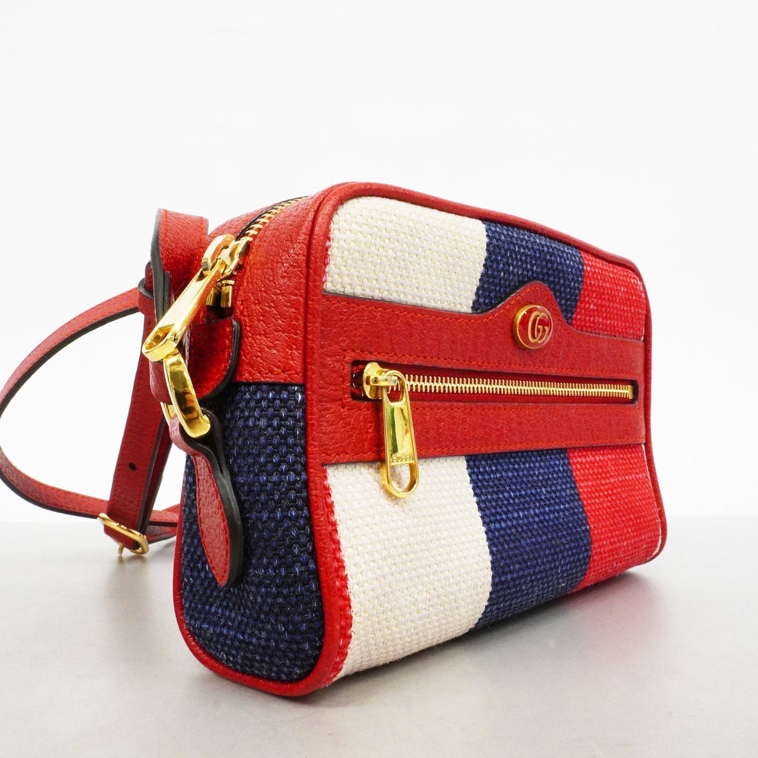 Gucci 517350 Women's Canvas Shoulder Bag Blue,Red Color,White