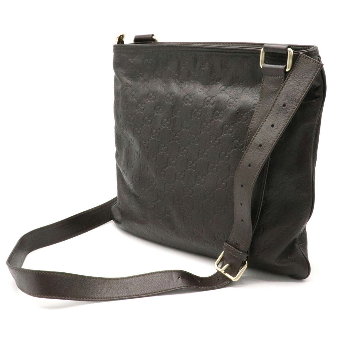 Gucci shoulder bag crossbody leather dark brown 201446