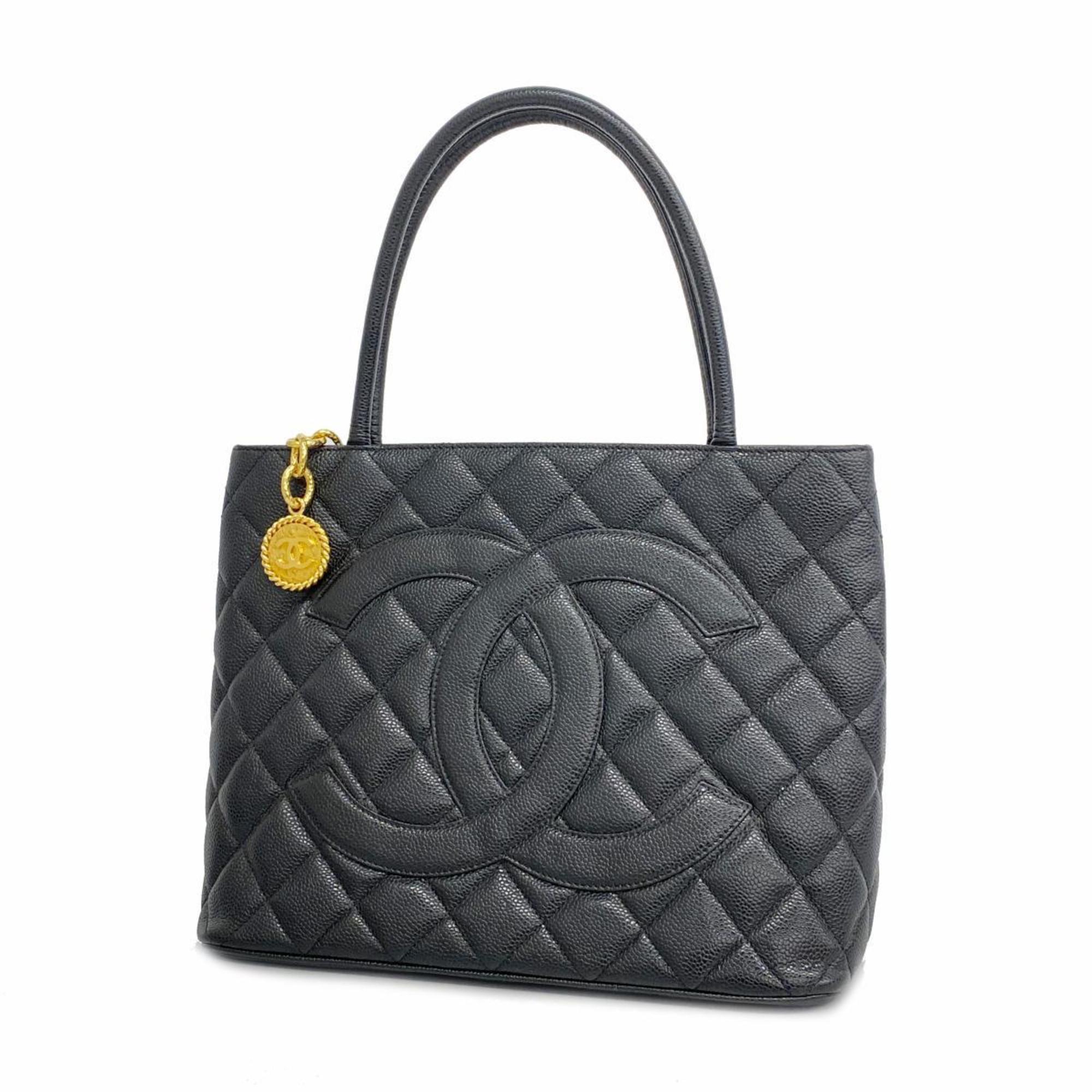 Chanel Tote Bag Reproduction Caviar Skin Black Women's