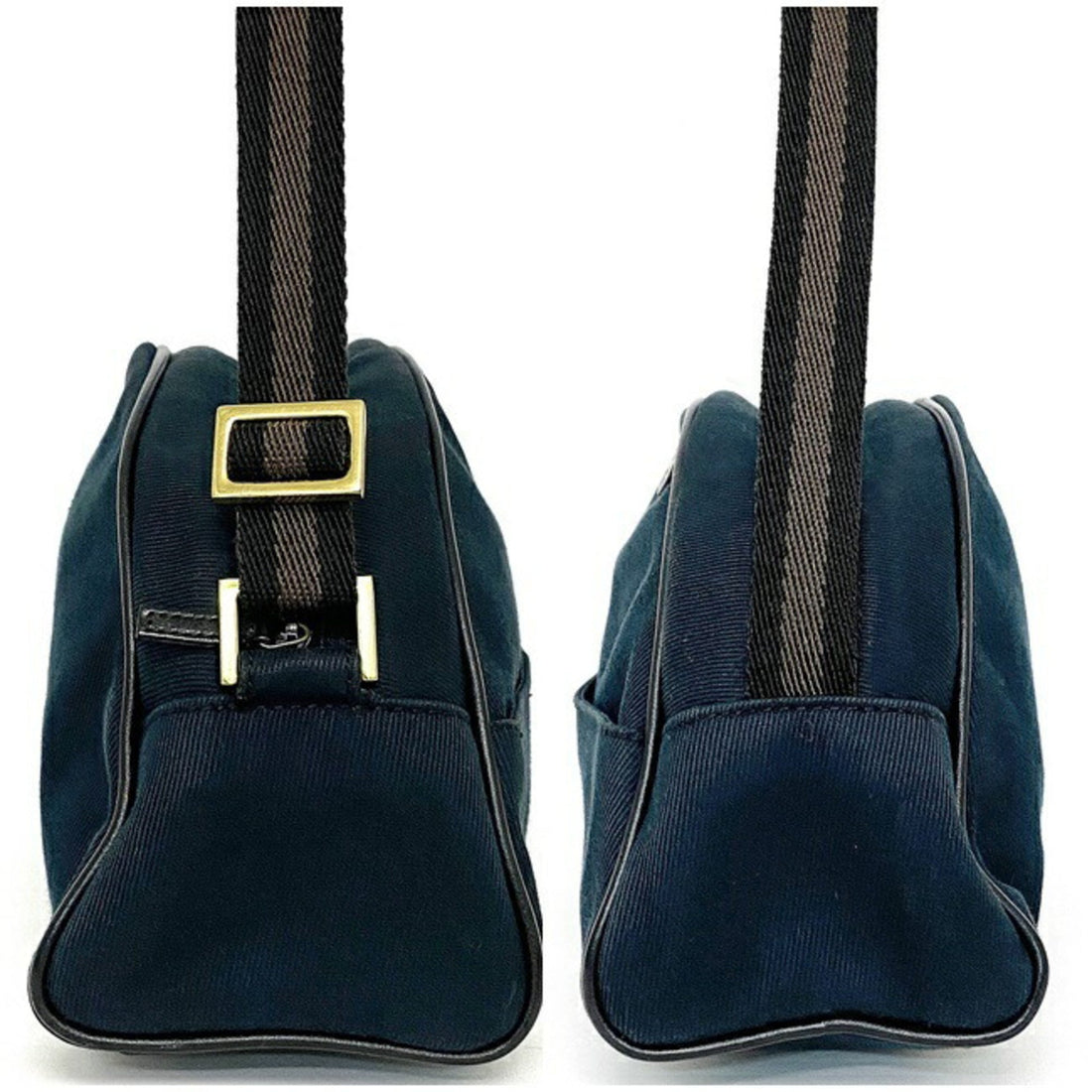 Gucci Shoulder Bag Black Micro GG 90781 Canvas Leather GUCCI Half Moon Handbag