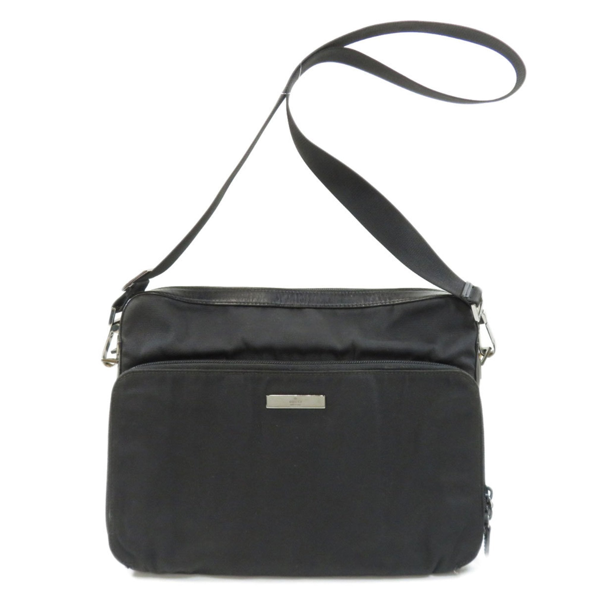 Gucci 002058 Plate Shoulder Bag Nylon Ladies GUCCI