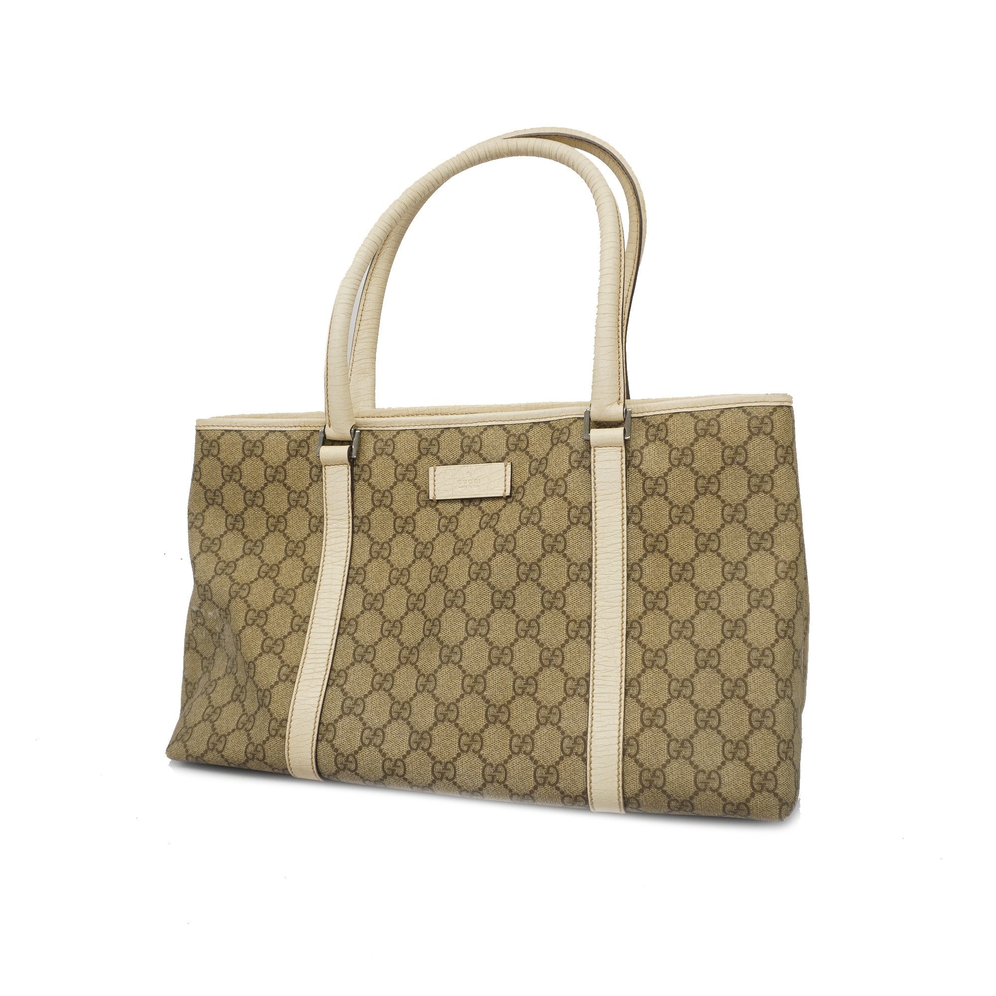 Gucci Tote Bag 114595 Women's GG Supreme Tote Bag Beige,White