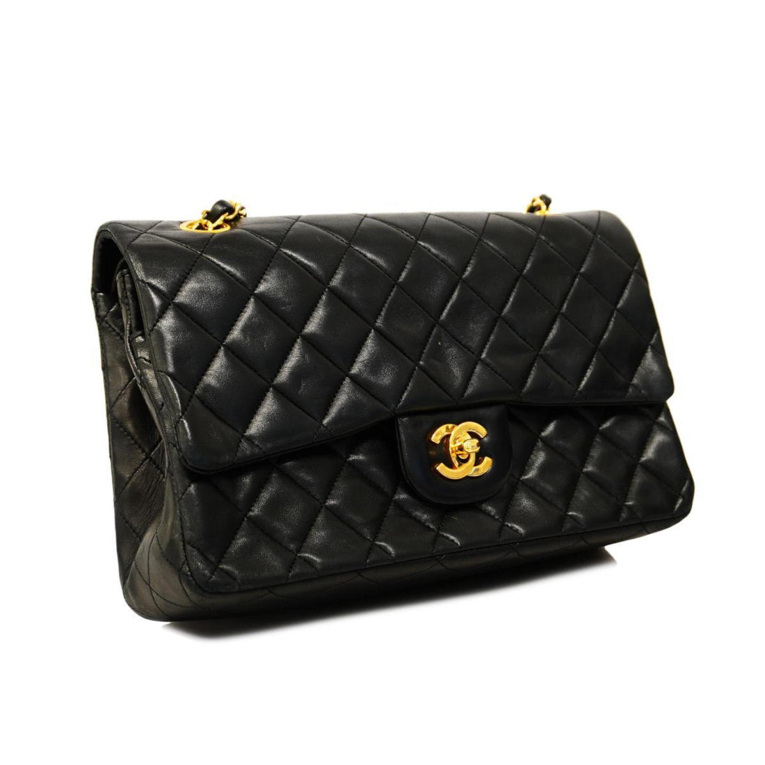 Chanel Shoulder Bag Matelasse W Flap Chain Black Women's
