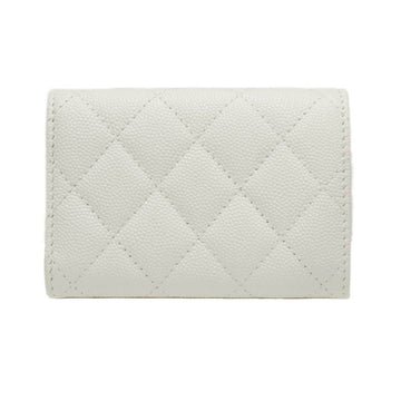 Chanel Matelasse Classic Small Flap AP0230 Fold Wallet White Caviar Skin Men Women