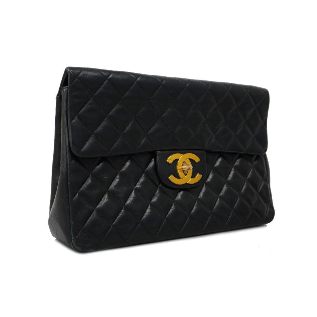 Chanel Shoulder Bag Deca Matelasse W Chain Lambskin Black Women's