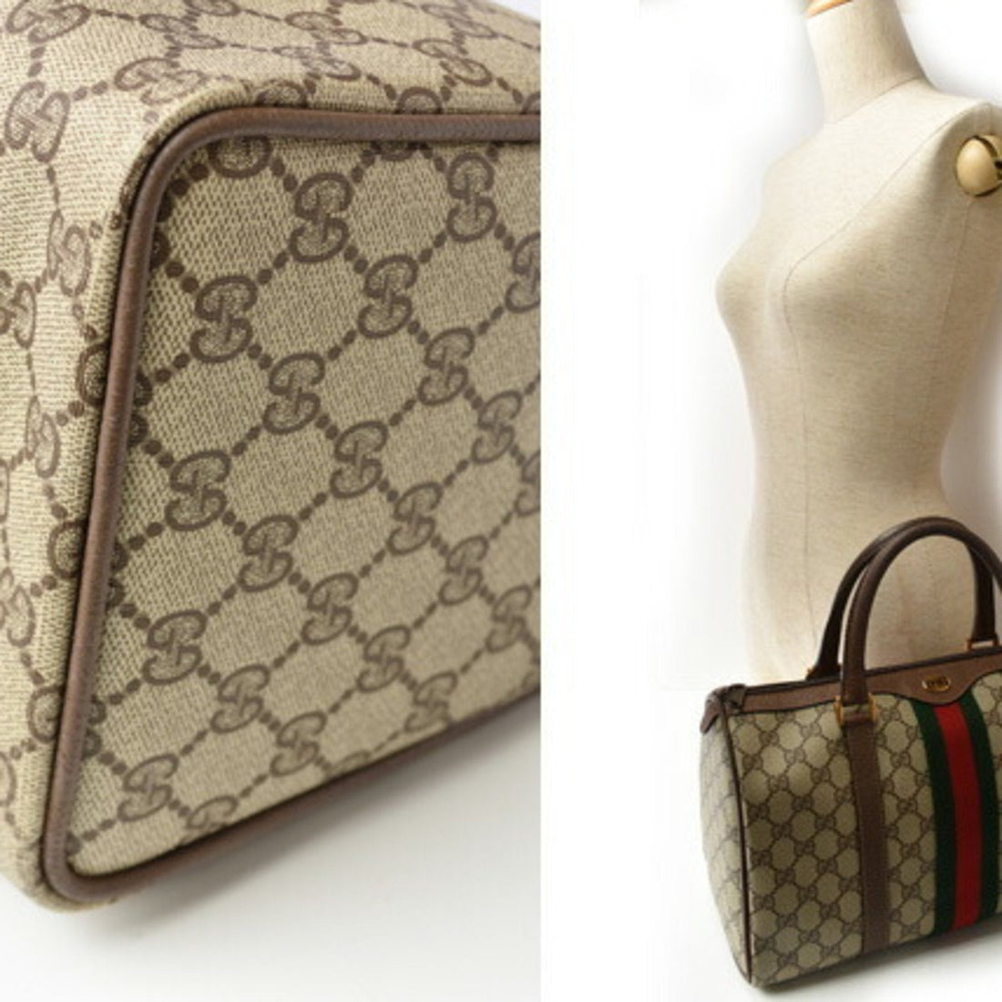 Gucci handbag GUCCI coated canvas sherry line beige brown