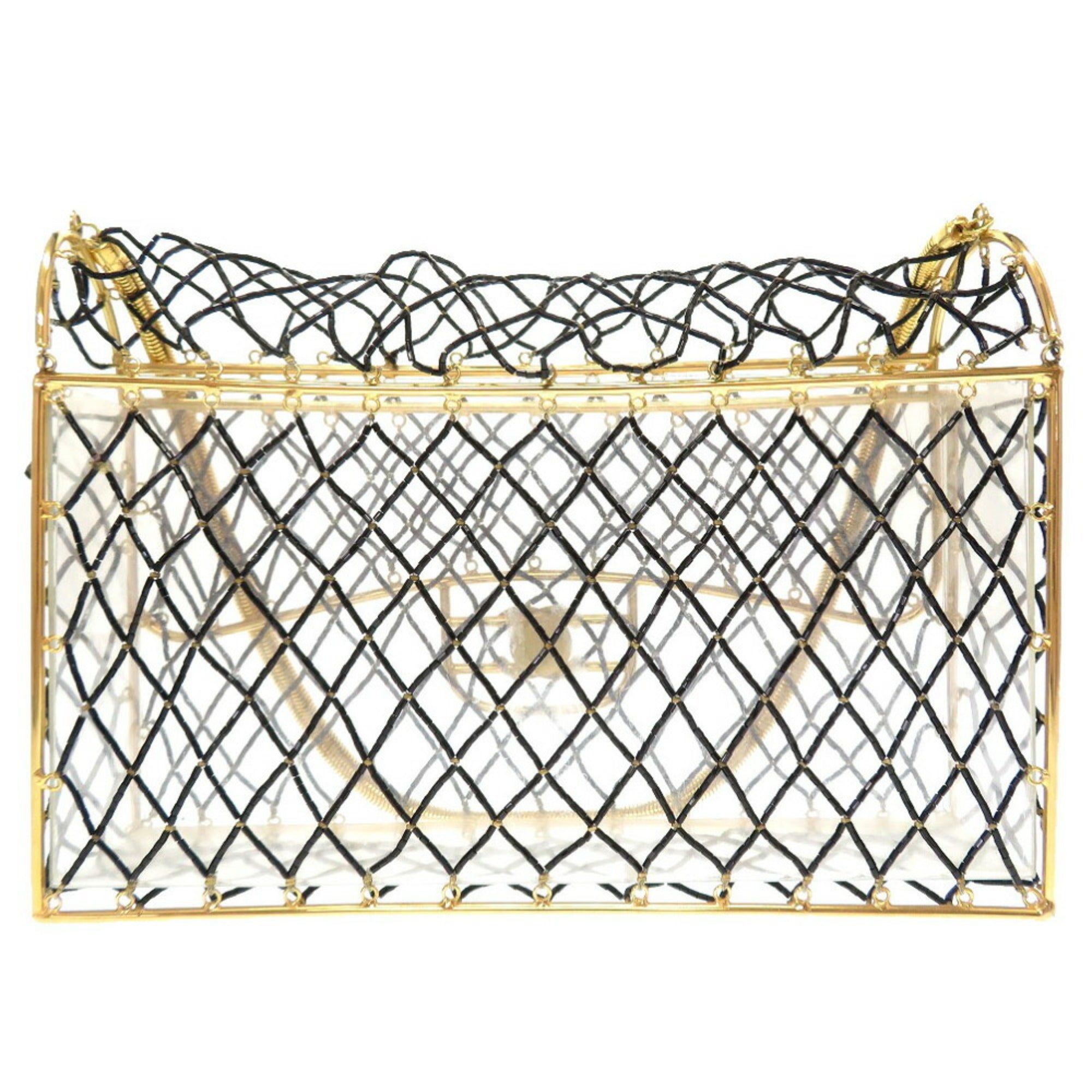 Chanel matelasse beads gold shoulder Bag coco mark turnlock black