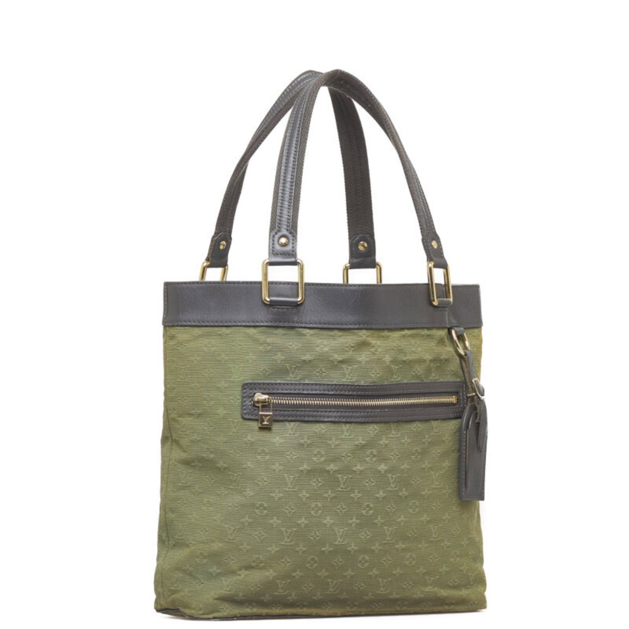 LOUIS VUITTON Monogram Lucile GM Tote Bag Shoulder M92681 Green Dark Brown Canvas Leather Women's
