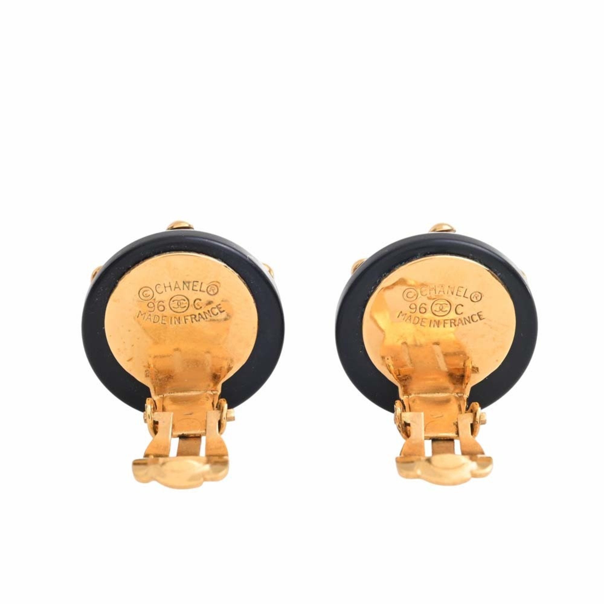 Chanel Cocomark earrings black ladies