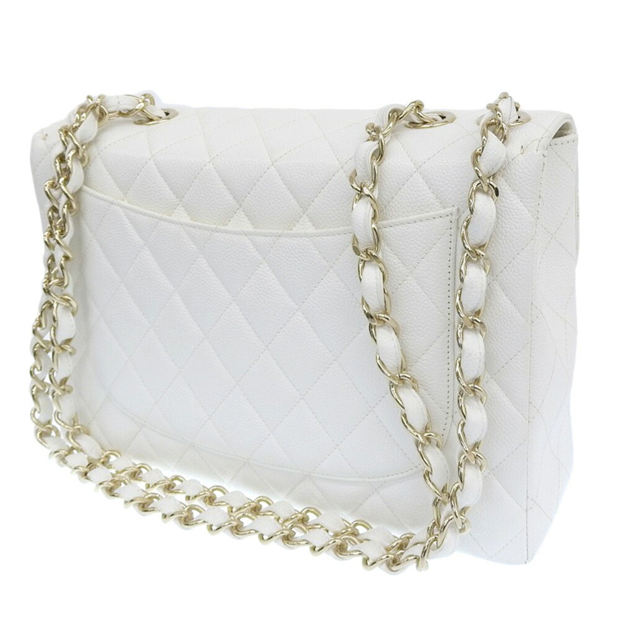 Chanel matelasse 30 big coco mark shoulder Bag white 7 series A11869