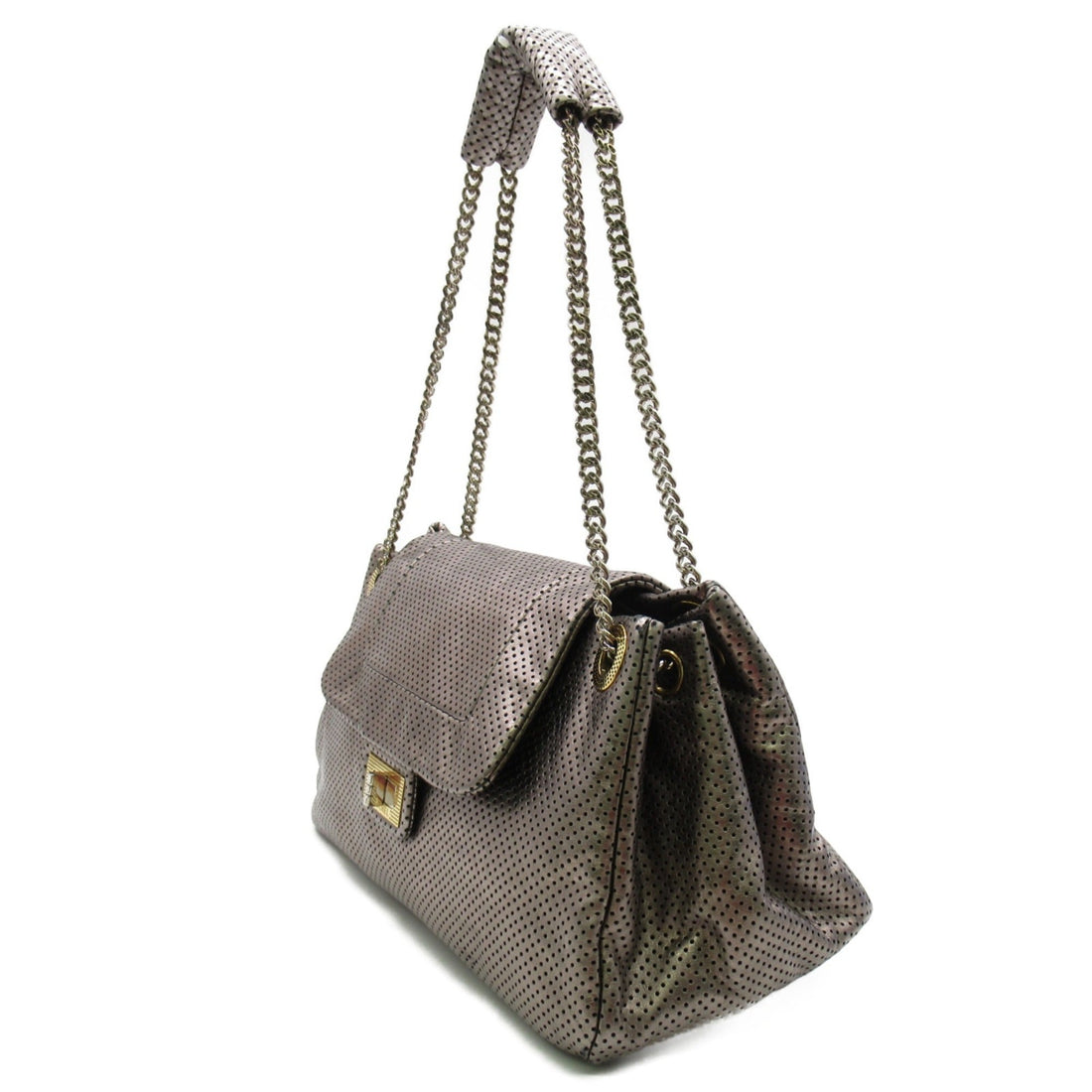 CHANEL 2.55 ChainShoulder Bag Silver metallic leather