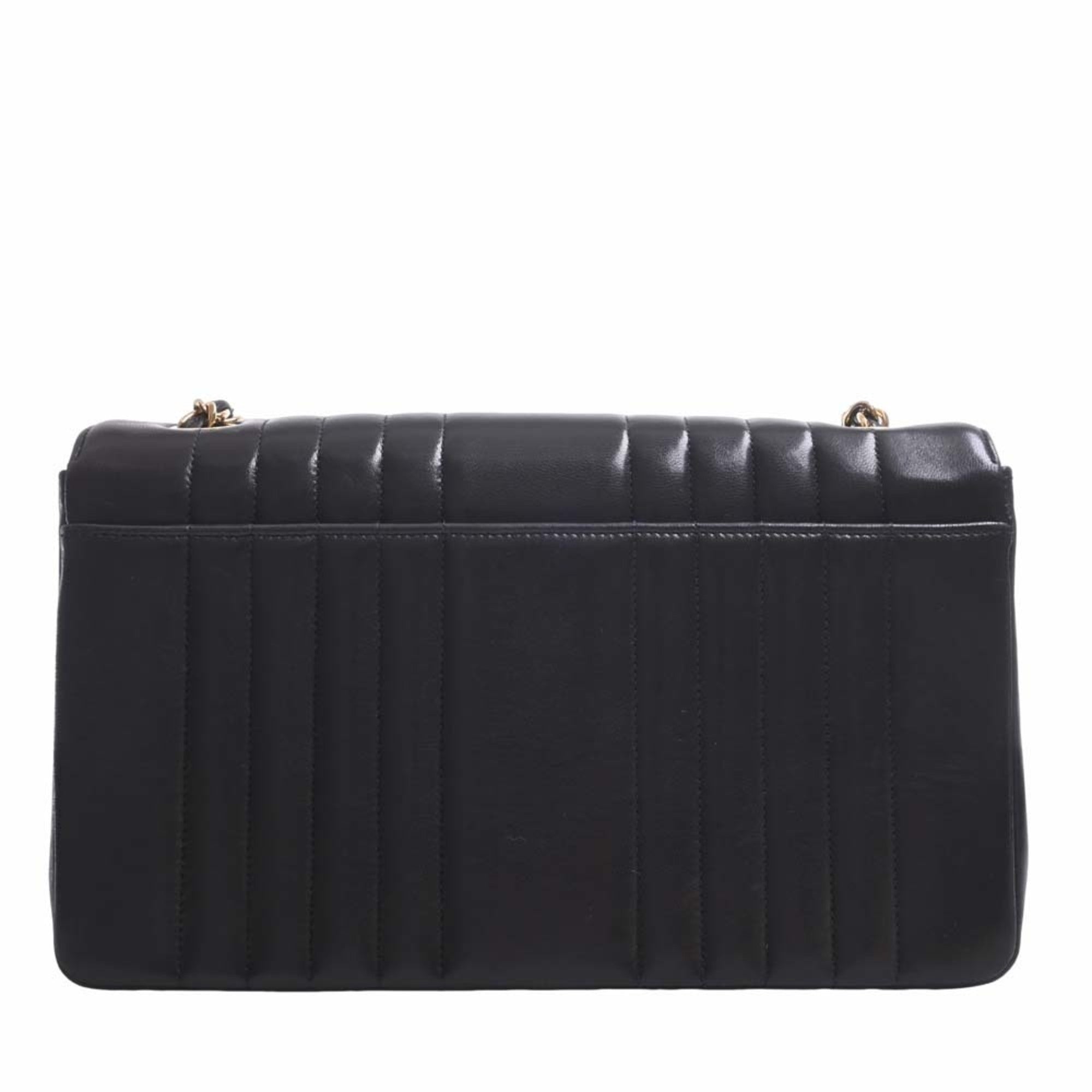 Chanel Lambskin Mademoiselle Coco Mark Chain Shoulder Bag Black Ladies