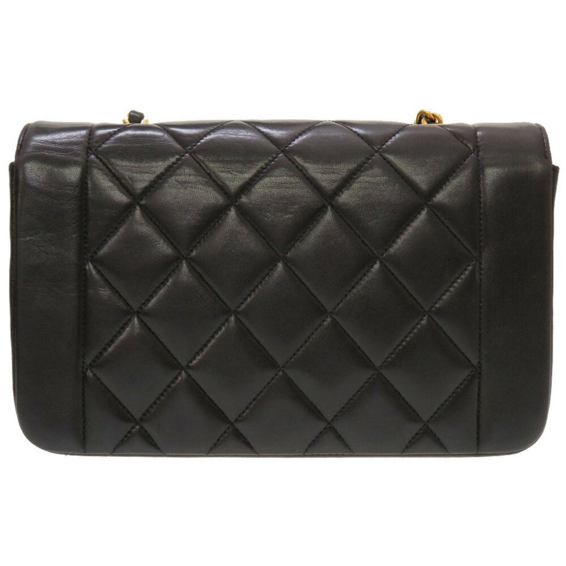 Chanel Diana 22 Small Matelasse Lambskin Black Gold Chain Shoulder Bag No. 3 Coco Mark Turnlock