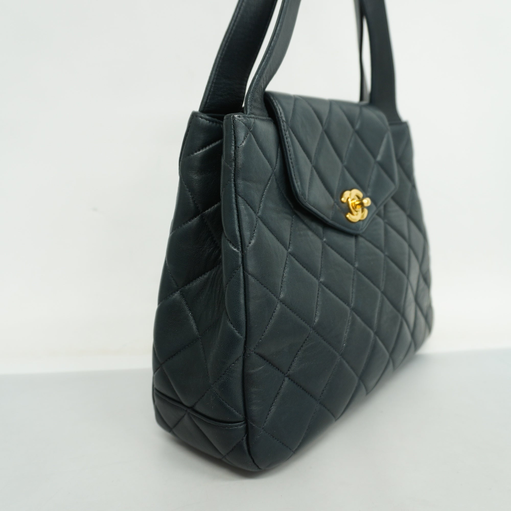 ChanelAuth  Matelasse HandBag Women's Leather HandBag Navy