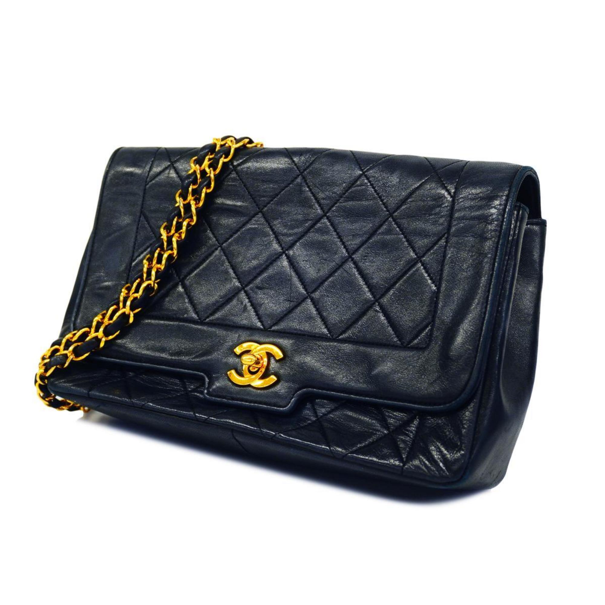Chanel Shoulder Bag Matelasse Chain Lambskin Black Women's