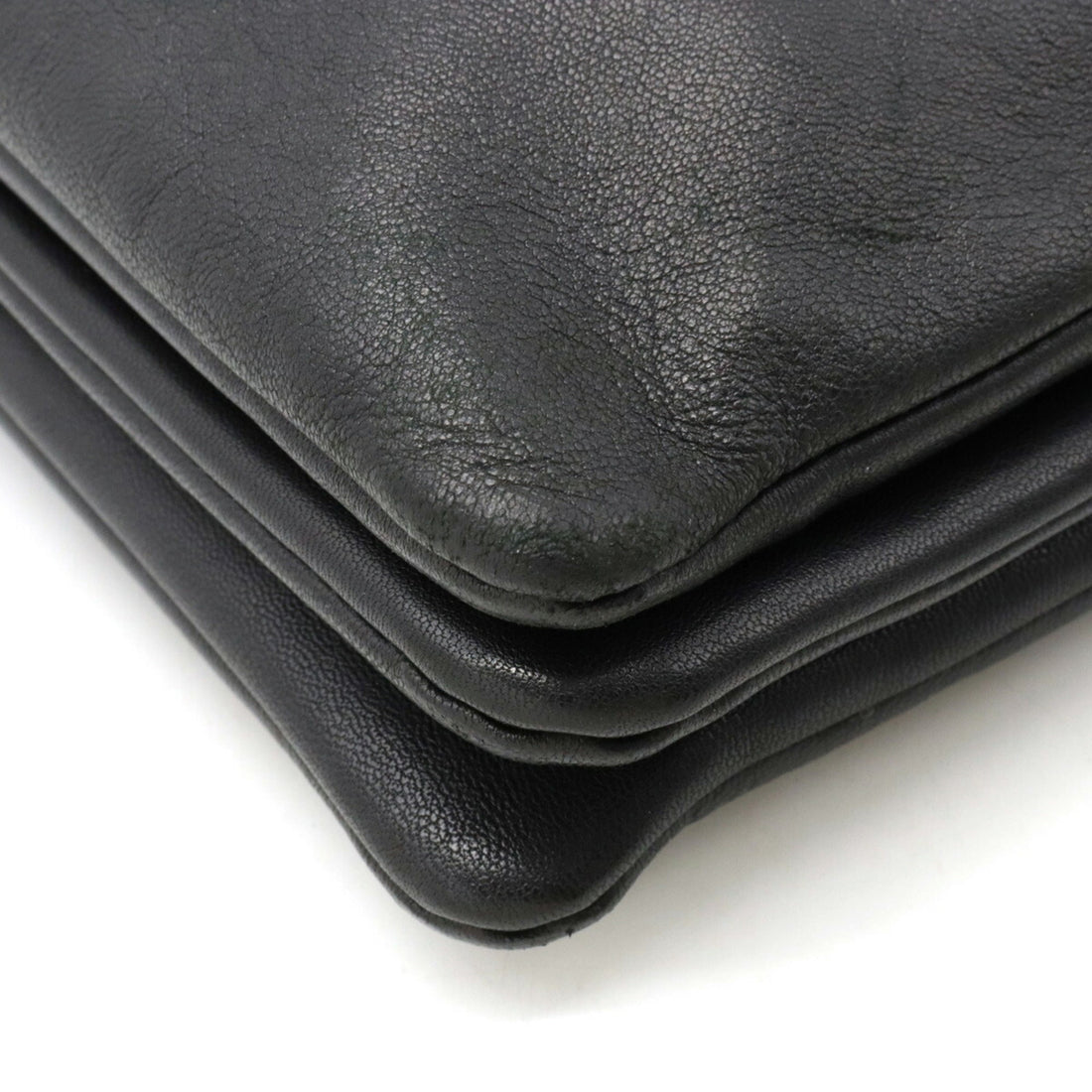 Celine Trio Large Shoulder Bag Pochette Pouch Lambskin Leather Black 171453