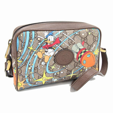 Gucci Shoulder Bag Disney Collaboration Donald Duck GG Supreme 648124 Beige Brown PVC Leather Mini Small Pochette Back Ladies GUCCI