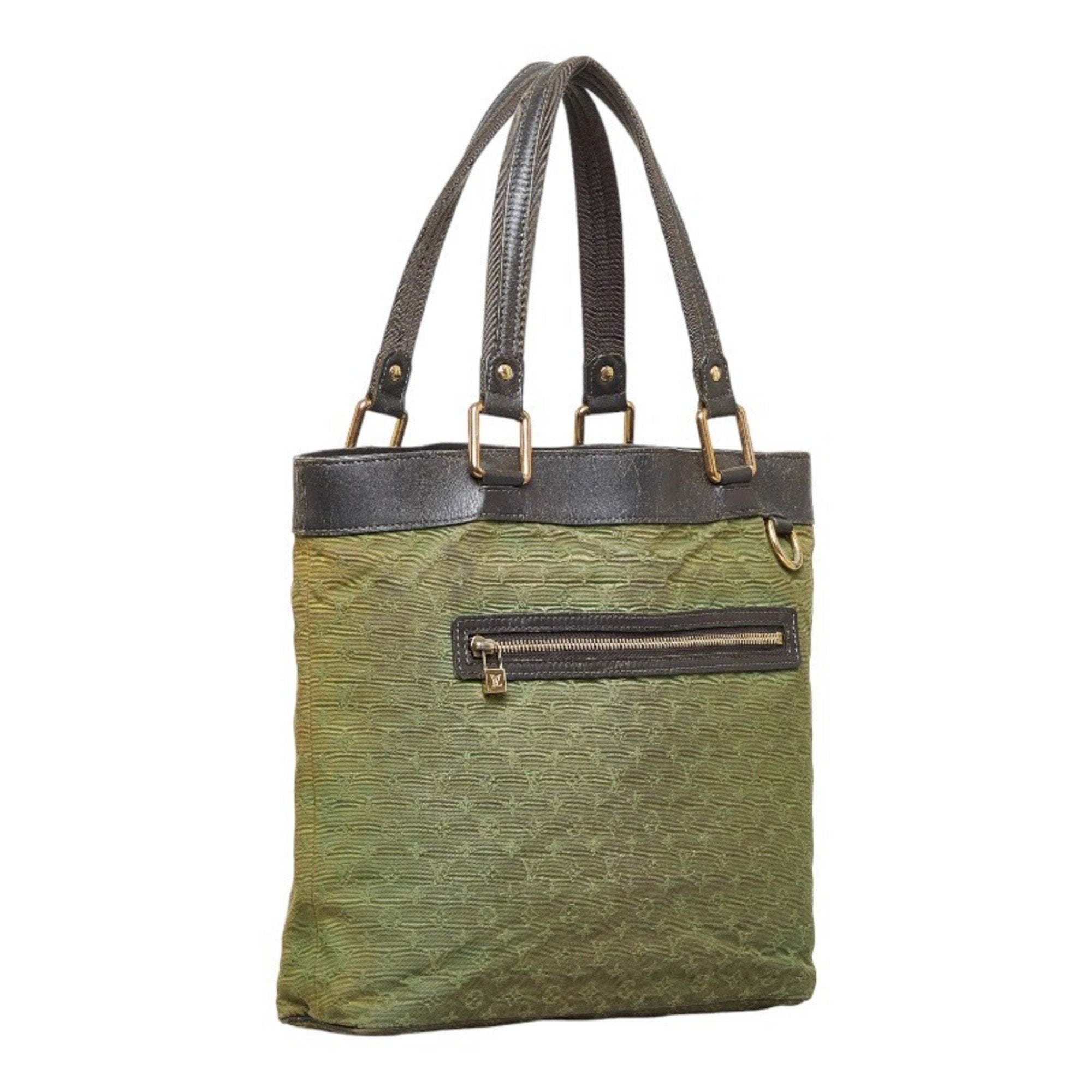 LOUIS VUITTON Monogram Lucile GM Shoulder Bag Tote M92681 Green Dark Brown Canvas Leather Women's