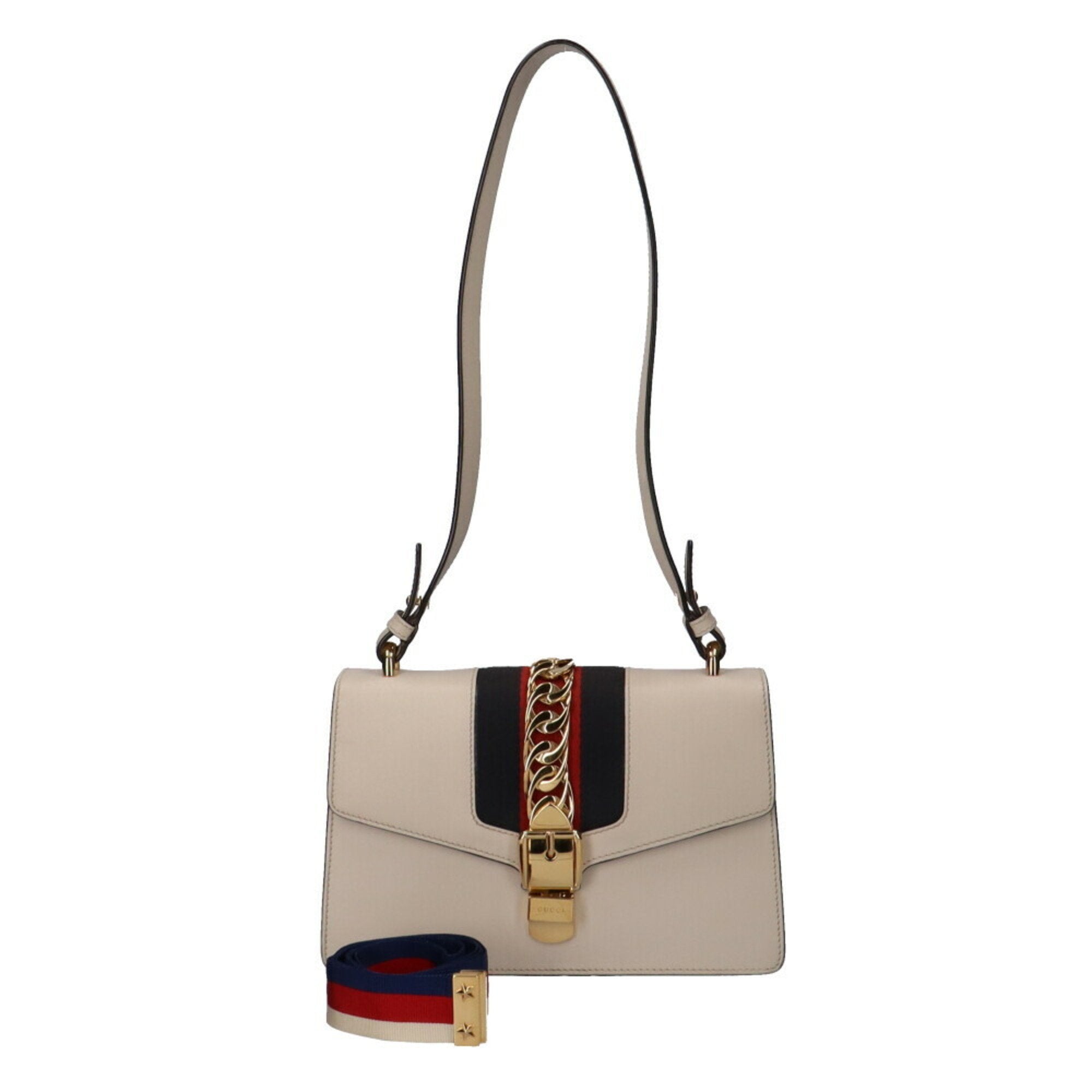 Gucci shoulder bag leather white ladies