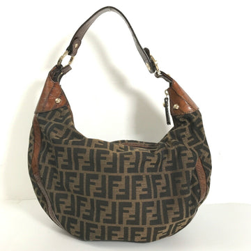 FENDI shoulder bag Zucca pattern embossed 82JC979 campus leather brown ladies