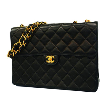 Chanel Shoulder Bag Deca Matelasse W Chain Lambskin Black Women's