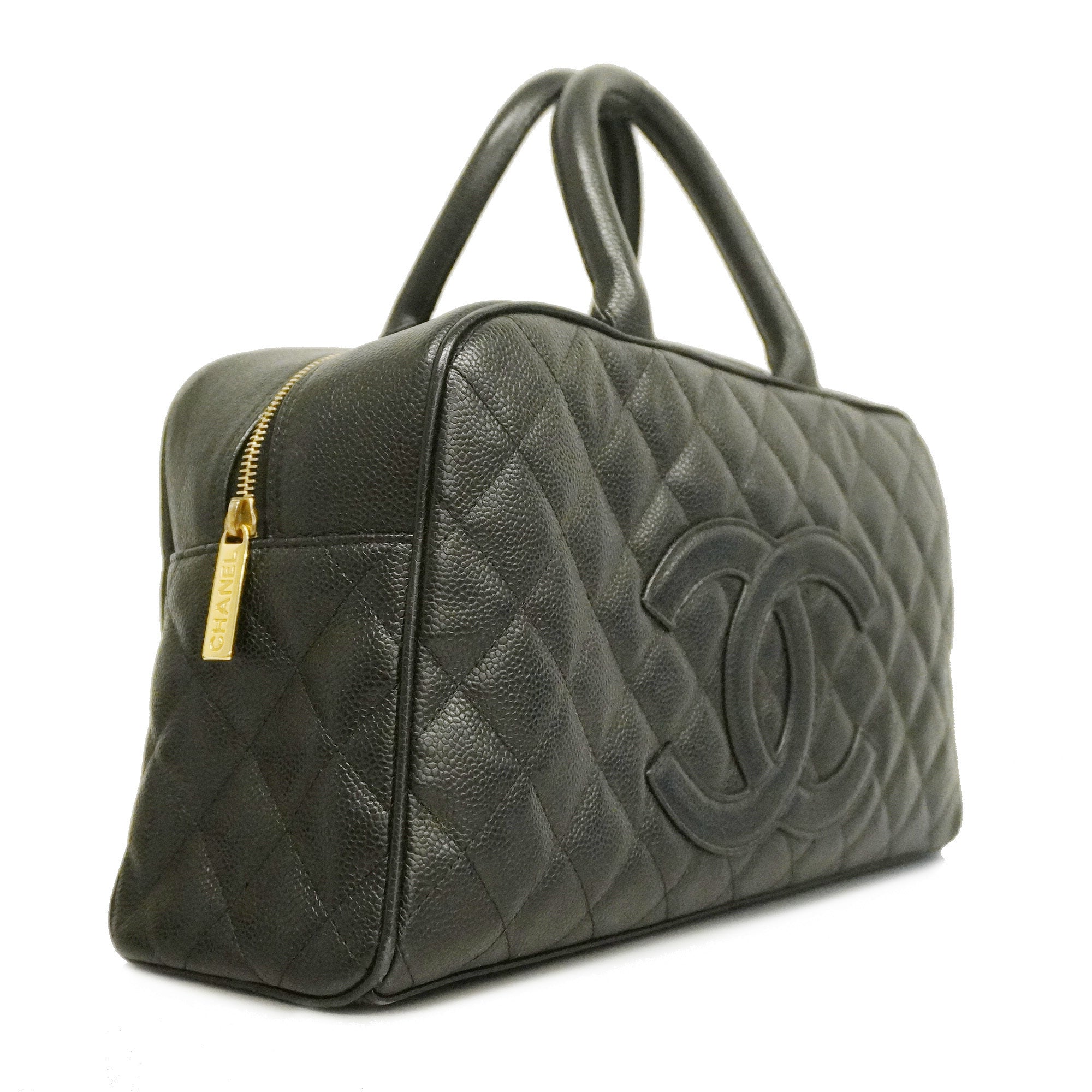 ChanelAuth  Matelasse HandBag Women's Caviar Leather Black