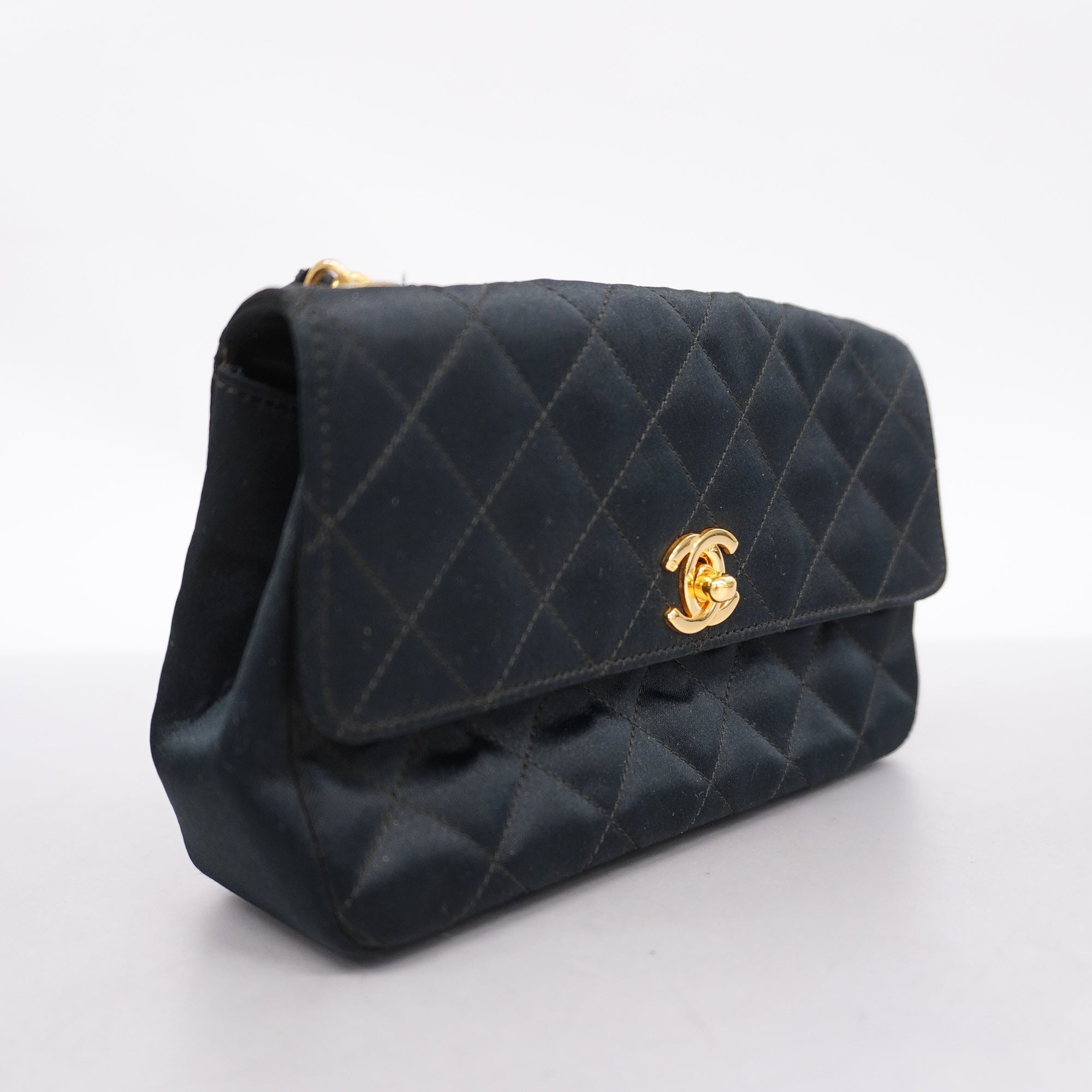 CHANEL  Shoulder Women's Satin Shoulder Bag Black