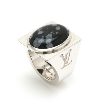 LOUIS VUITTON Chevalier Snow Flow Ring SV925 Silver Obsidian #13 No. 13 M64903