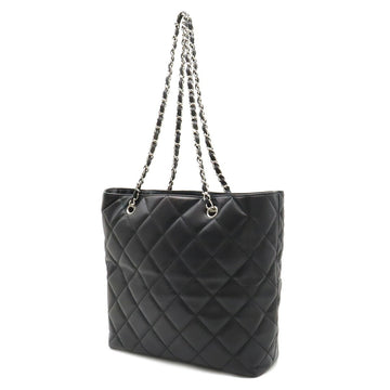 Chanel matelasse here mark chain Tote Bag shoulder leather black