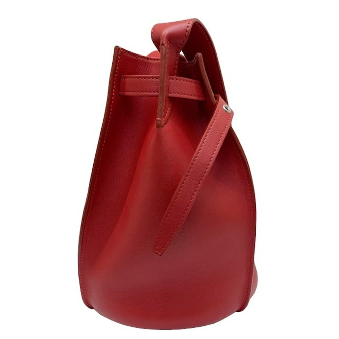 Celine Big Bag Bucket Leather Shoulder Red Belt Calf 187243 Ladies