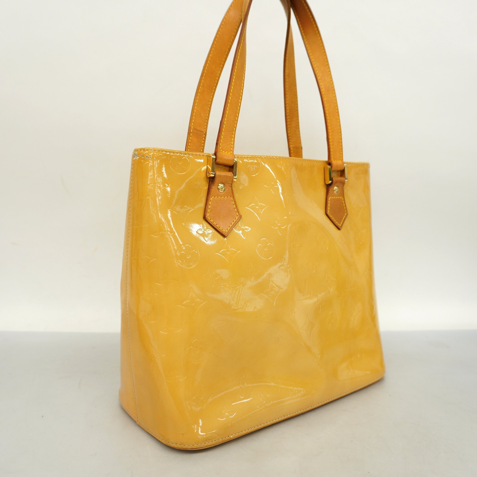 LOUIS VUITTONAuth Monogram Vernis Houston M91004 Tote Bag Beige