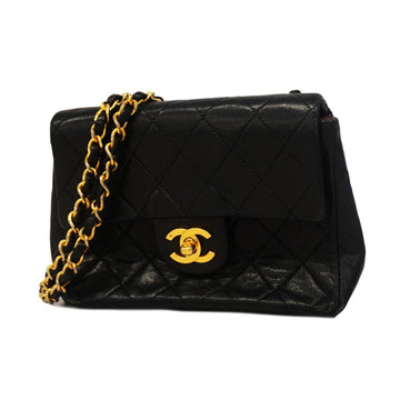 Chanel Shoulder Bag Matelasse Chain Lambskin Black Women's