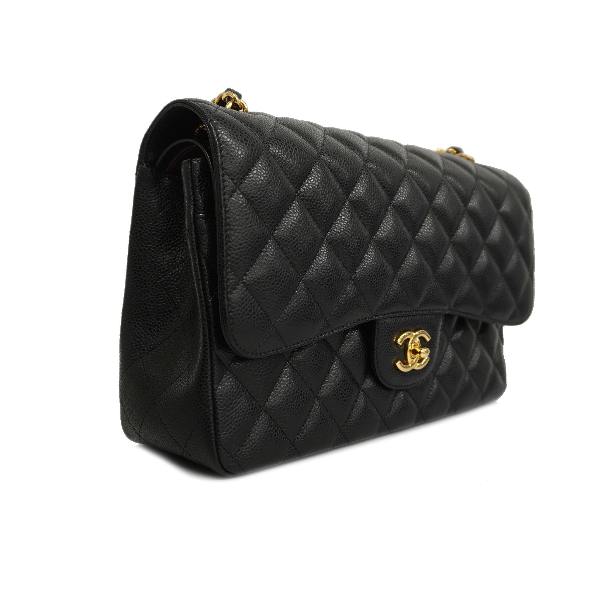Chanel[3bd4366-e-g]   Big Matelasse W Flap W Chain Women's Caviar Leather Shoulder Bag