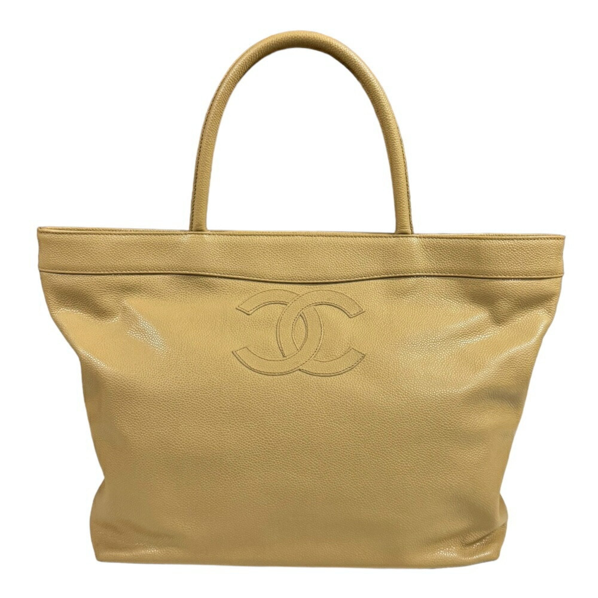 CHANEL Tote Bag Caviar Skin Beige Women's