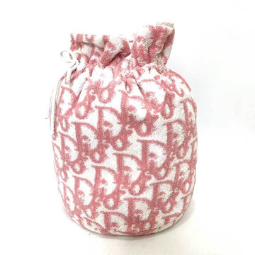 CHRISTIAN DIOR Bag Type Pouch in Pink x White Trotter Ladies Pile Towel Canvas ChristianDior