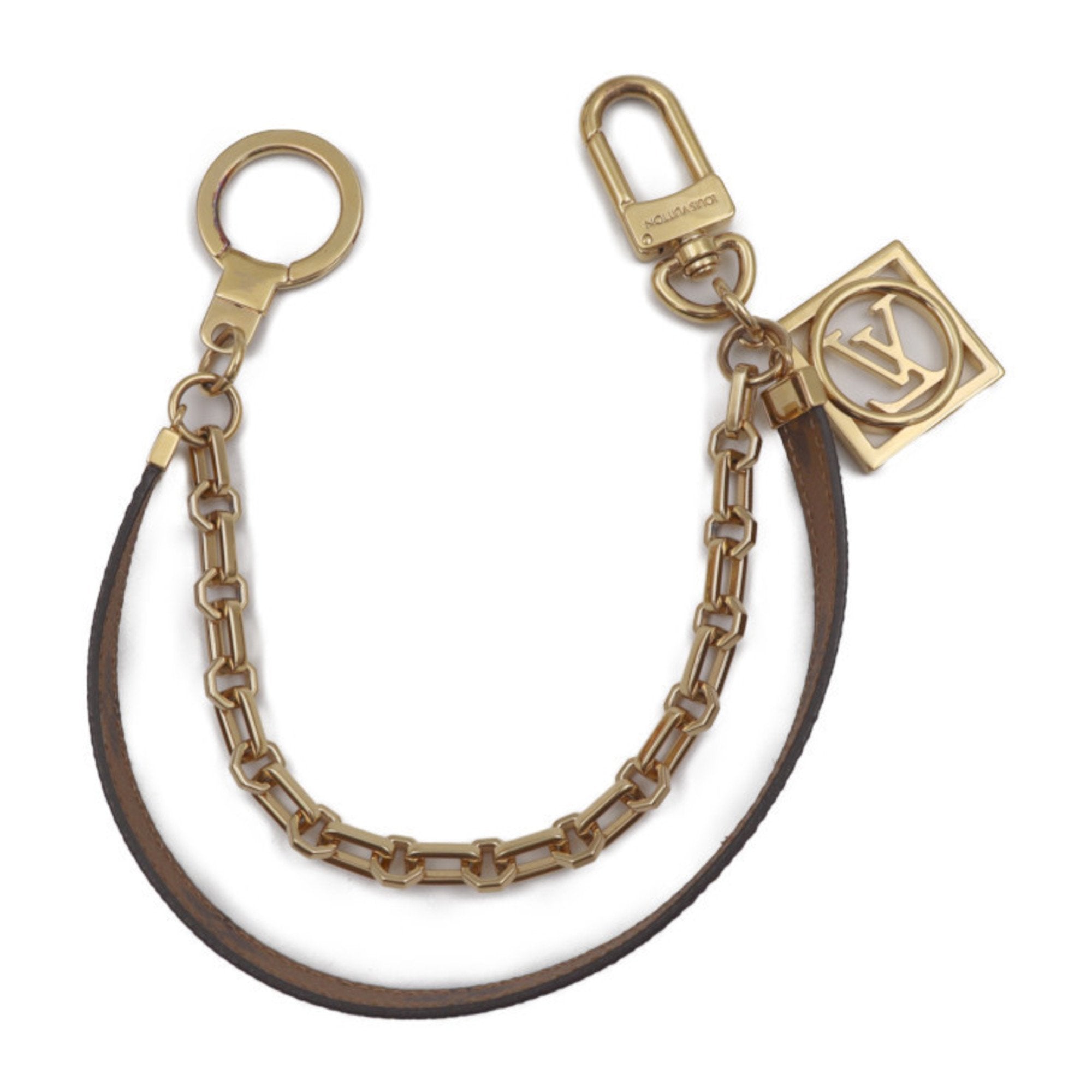 LOUIS VUITTON Chenne Dauphine Keychain M69553 Monogram Reverse Canvas Brown Gold Hardware Key Ring Bag Charm