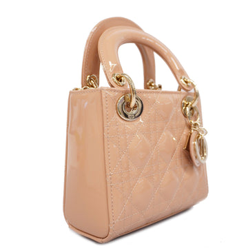 CHRISTIAN DIOR  Lady Dior Cannage Enamel Leather Women's HandBag,Shoulder