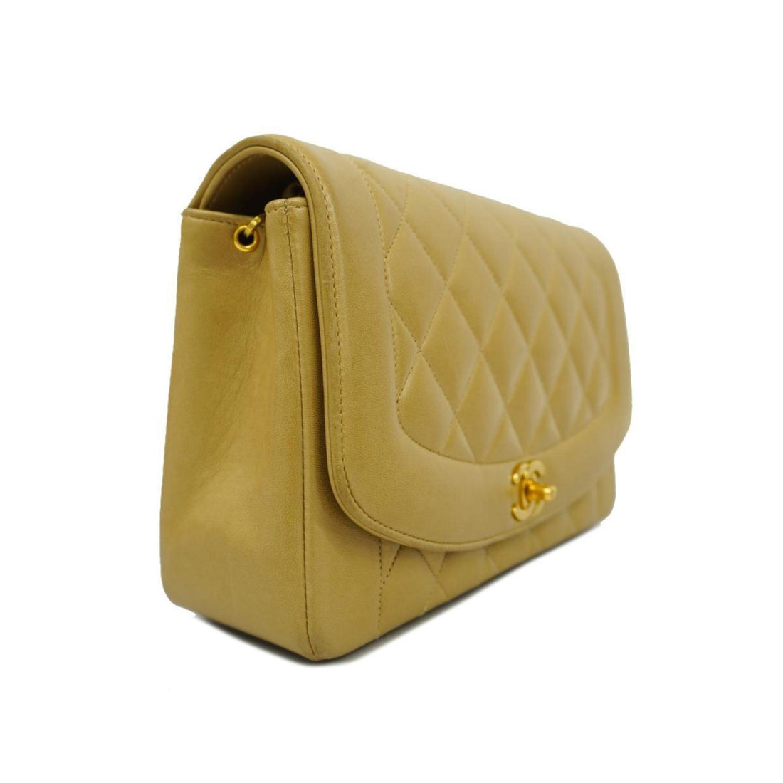 Chanel Shoulder Bag Diana Chain Lambskin Beige Women's