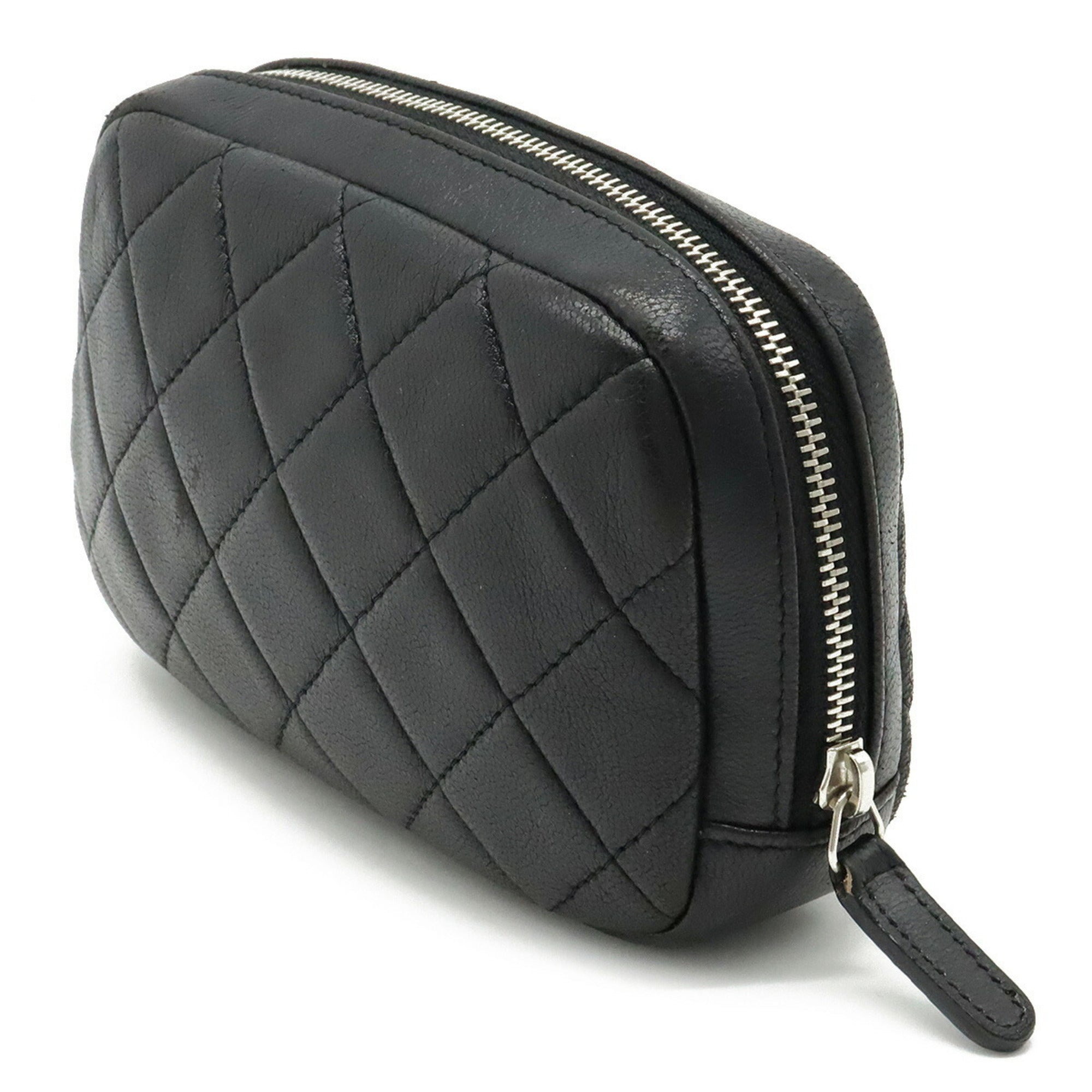 Chanel Matelasse Cocomark Multi Pouch Lambskin Leather Black A80909