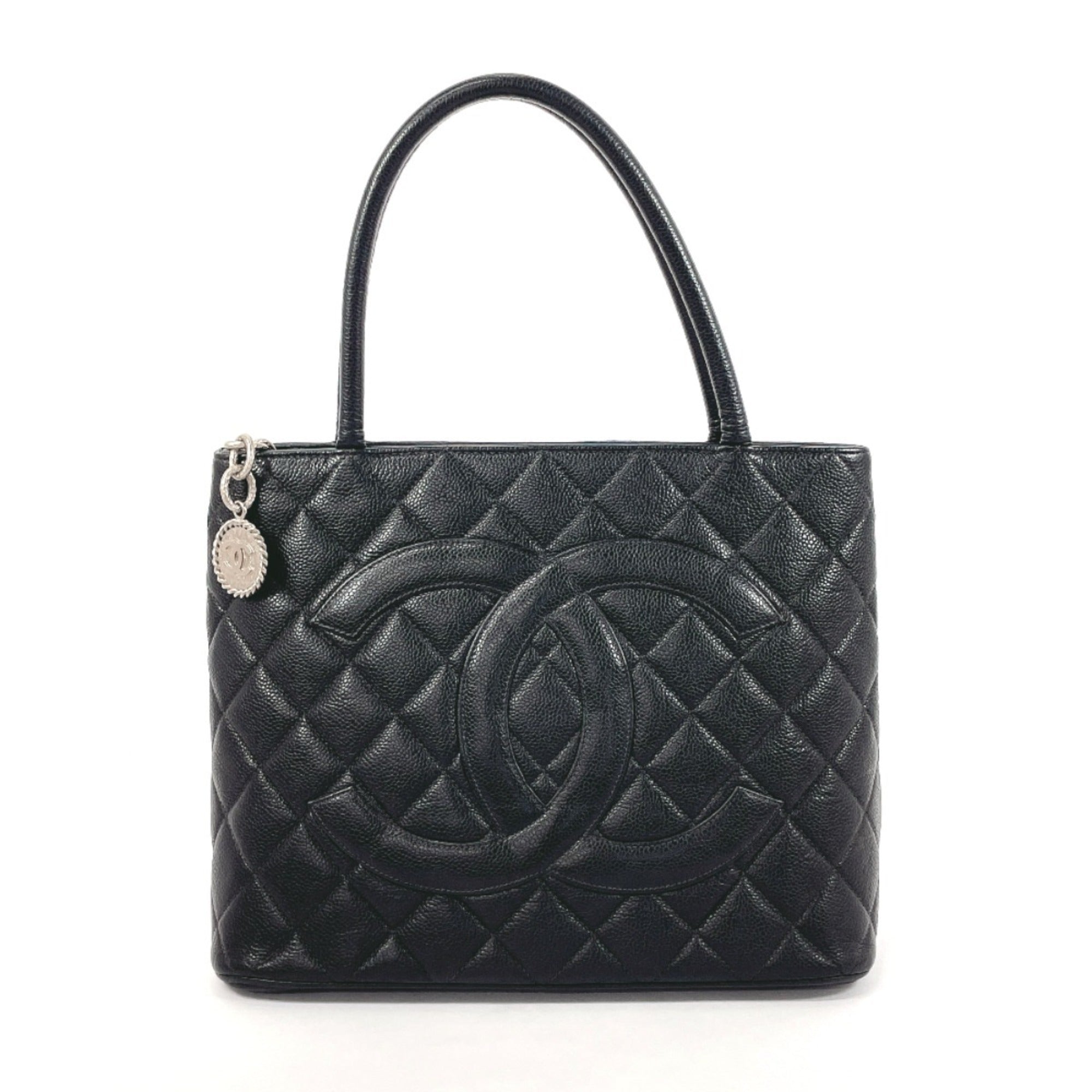 CHANEL Reprint Tote Matelasse A01804 Bag Matte Caviar Skin Black Women's