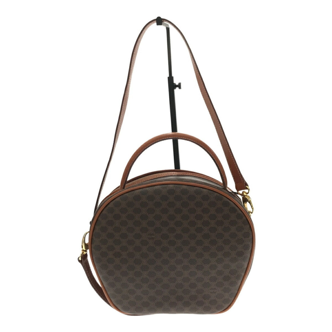 Celine Handbag Macadam Brown Leather PVC Ladies