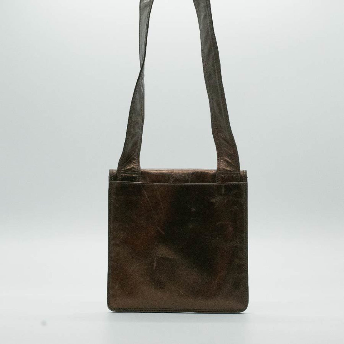 CHANEL Shoulder Bag Square Sacoche Lambskin Brown Gold Men's Women's P16200 PD23